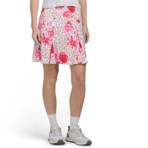 G LIFESTYLE Beige Multi Upf 50 Flare Godet Mini Skort